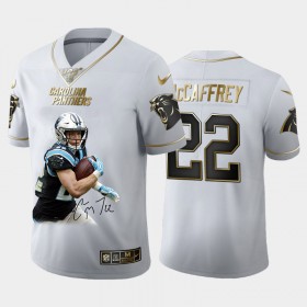 Camiseta Hombre NFL Carolina Panthers Christian McCaffrey 22 Golden Edition Special Signature Vapor Limited 100th Season